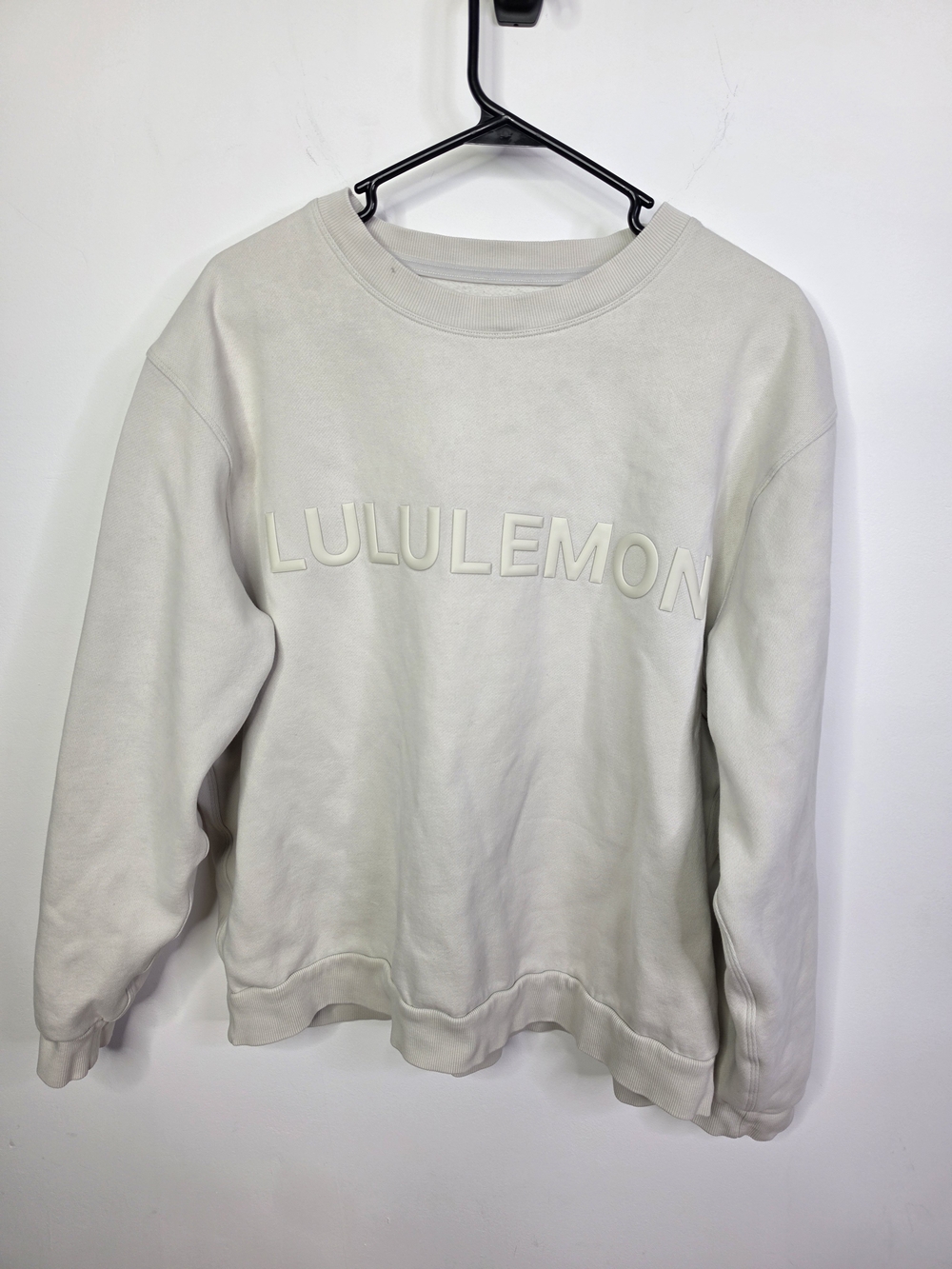 lululemon M/L Bone Puff/Gummy Logo Crew Sweatshirt